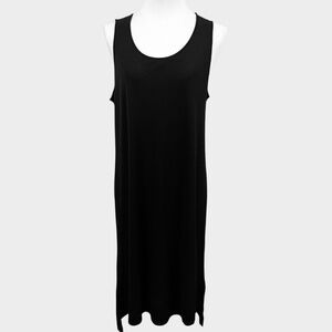Eileen Fisher Dress Womens Petite Small Black‎ 100% Silk Sleeveless Tank Midi